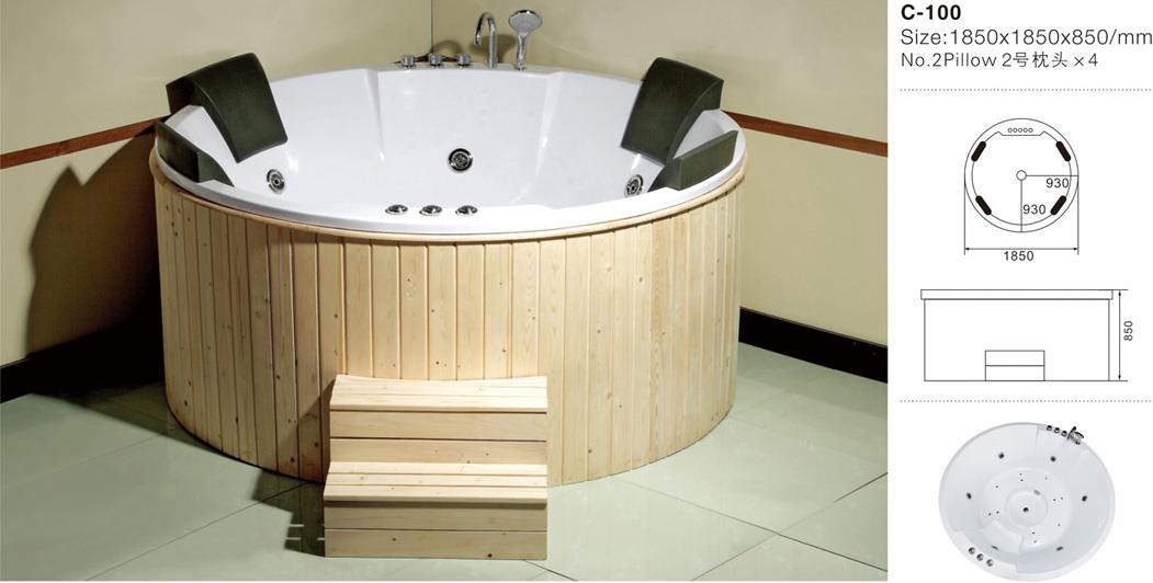 (1) MEC-001--Out Door Round Acrylic Massage Bathtub with Wooden Surrounded.jpg