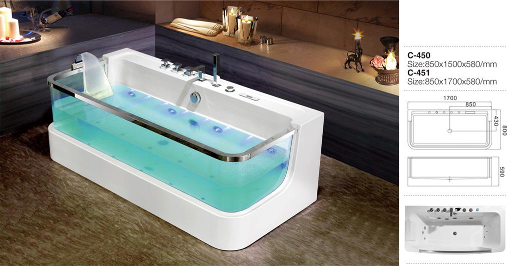 C-450-- Newly Rectangular Glass Window Whirlpool Massage Bath Tub.jpg