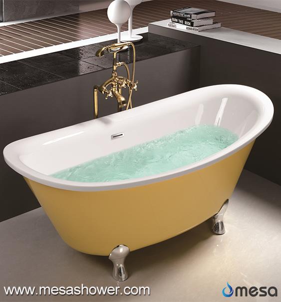 Klassisches Design Stand alone Gelb Clawfoot Tub
