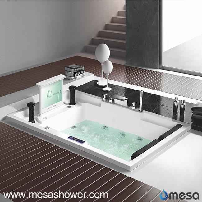 2 Zwei Person Luxus zeitgenössischen Design Style Drop In Acryl Whirlpool Jetted Massage Bad Wanne mit TV