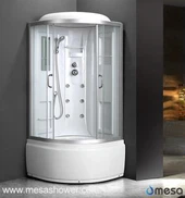 Weißer Acryl- und gehärtetem Glas Duschkabine mit Wanne