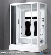 Weißes Duschbad mit Acryl Rückwand für 2 Personen